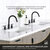 Vinnonva Cadiz 84'' W Freestanding Double Bathroom Vanity Set in Fir Wood Grey with Lighting White Composite Top, Sinks, and Mirrors, 84'' Grey w/ White Top Set w/ Mirrors Sink View