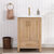 Vinnonva Gela 24'' W Freestanding Single Sink Bathroom Vanity in Fir Wood Brown with Drop-In White Ceramic Basin, 24'' Brown Front View