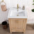 Vinnonva Gela 24'' W Freestanding Single Sink Bathroom Vanity in Fir Wood Brown with Drop-In White Ceramic Basin, 24'' Brown Overhead View