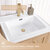 Vinnonva Gela 24'' W Freestanding Single Sink Bathroom Vanity Set in Fir Wood Brown with Drop-In White Ceramic Basin and Mirror, 24'' Brown Set w/ Mirror Sink View