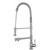 Whitehaus Waterhaus Lead Free Solid Stainless Steel Commerical Single-Hole Kitchen Faucet with Flexible Pull Down Spray Head, Swivel Support Bar & 2 Separate Control Levers in Polished Stainless Steel