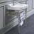 Whitehaus Victoriahaus Console with Integrated Rectangular Bowl in White, Towel Bar, Backsplash, Single Hole Console w/ Brushed Nickel Legs In Use View