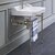 Whitehaus Victoriahaus Console with Integrated Rectangular Bowl in White, Towel Bar, Backsplash, Single Hole Console w/ Polished Nickel Legs In Use View
