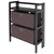 Winsome Wood Torino Collection 3-Piece Foldable Shelf with 2 Foldable Wide Fabric Baskets, Black and Chocolate Product View