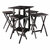 Winsome Wood Sophia Collection 5-Piece Snack Table Set with Mobile Stand and Drop Leaf Top, Coffee 5-Piece Set w/ Stand Opened View