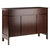 Winsome Wood Gordon Collection Buffet Cabinet with 2-Drawers, 2-Sliding Cabinet Doors, and 16-Wine Bottle Holder, Cappuccino Angle Back View