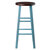 Winsome Wood Ivy Square Leg Collection Bar Stool, Rustic Light Blue and Walnut Bar Stool Front View
