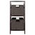 Winsome Wood Leo Collection 3-Piece Storage Shelf with 2 Foldable Woven Baskets, Espresso and Chocolate 3-Piece Set w/ 2 Baskets Front View