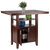 Winsome Wood Albany Collection High Table with Cabinet, Walnut Opened Prop View