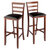 Winsome Wood Simone Collection 2-Piece Cushion Ladder-back Bar Stool Set, Black and Walnut Bar Stool Product View