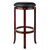 Winsome Wood Walcott Collection Cushion Swivel Seat Bar Stool, Black and Walnut Bar Stool Front View
