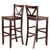 Winsome Wood Victor 2-pc 29" V Back Bar Stools in Walnut