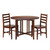 Winsome Wood Alamo 3-Pc Round Drop Leaf Table with 2 Hamilton Ladder Back Chairs in Walnut