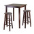 Winsome Wood Parkland 3-Pc High Table with 29" Square Leg Stools Walnut in Antique Walnut