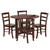 Winsome Wood Alamo 5-Pc Round Drop Leaf Table with 4 Ladder Back in Walnut