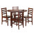 Winsome Wood Alamo 5-Pc Round Drop Leaf Table with 4 Hamilton Ladder Back in Walnut